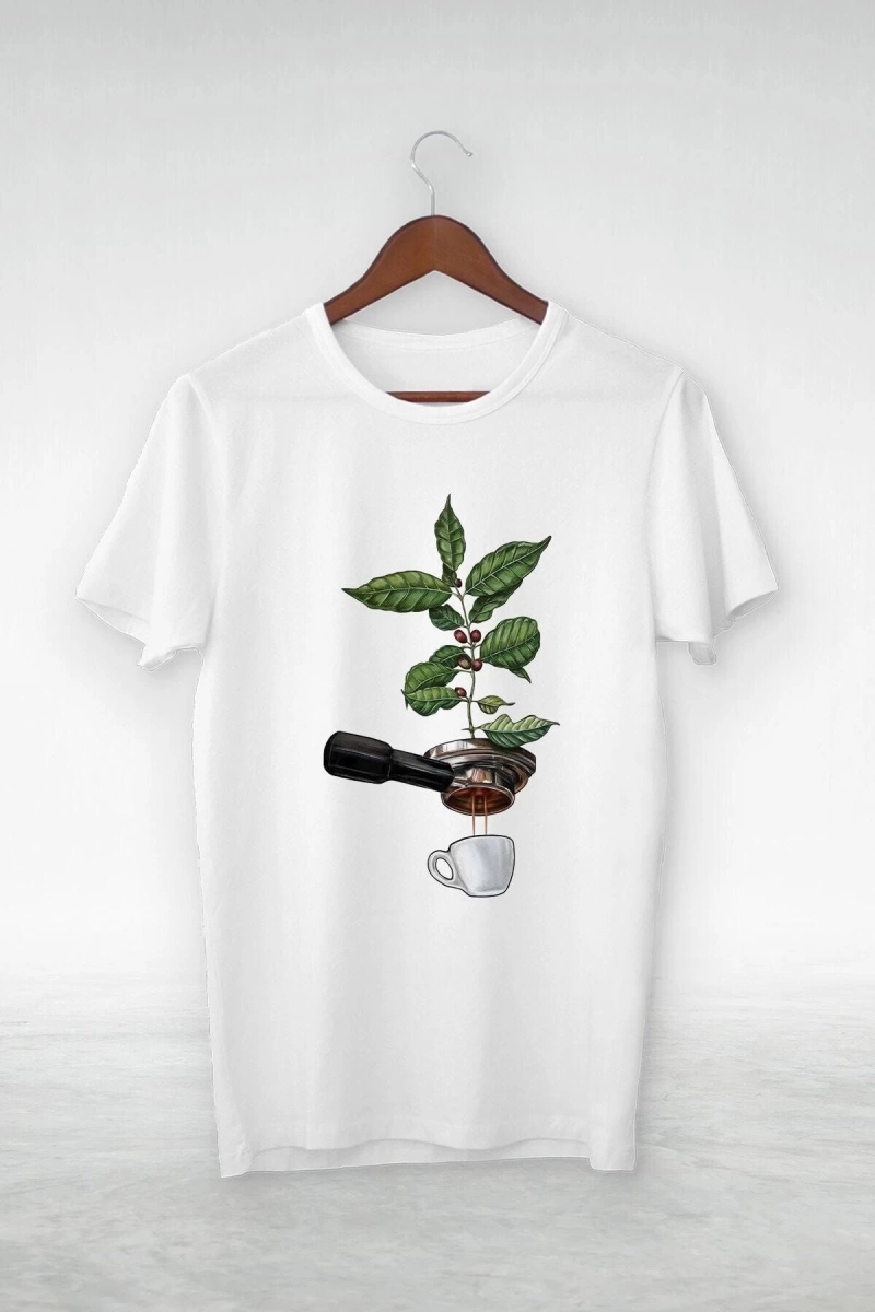 Vtshirt Beyaz -unisex -espresso-ıllustrasyon Çizim- Y-061