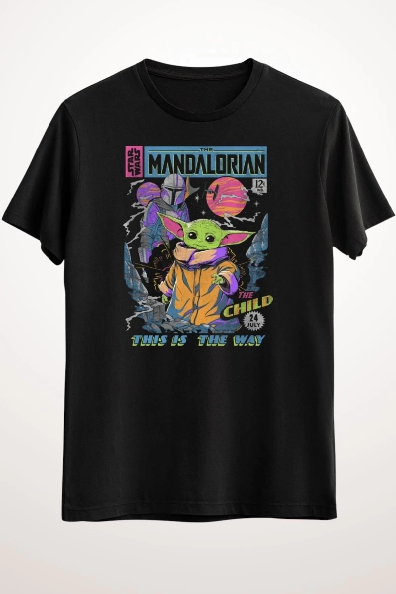 Wed Erkek Siyah Star Wars Mandalorian 12 Cents Retro Comic - Ds1360