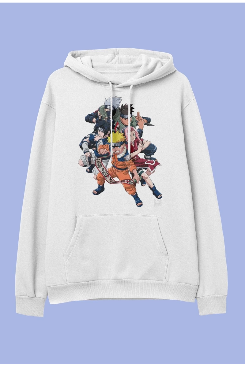Wed Oversize Naruto Anime Tasarım Baskılı Unisex Kapüşonlu Hoodie
