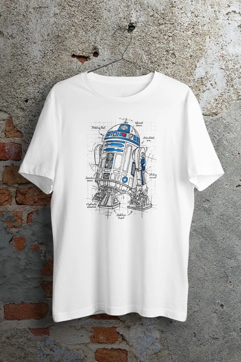 Wed Star Wars  Droid Beyaz Unisex Tshirt