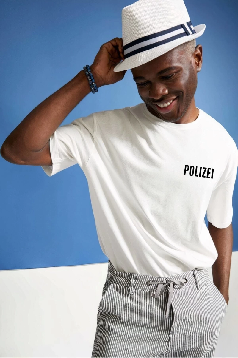 Wed Unrıvaled Erkek Beyaz Renk Oversize Polızeı Baskılı T-shirt