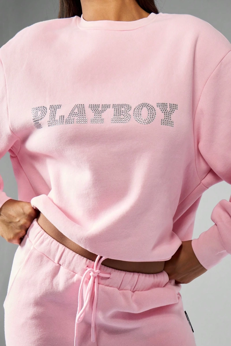 x Playboy Lüks Taşlı Süslemeli Eşofman Takımı Ev Giyimi Logo Tasarımı A