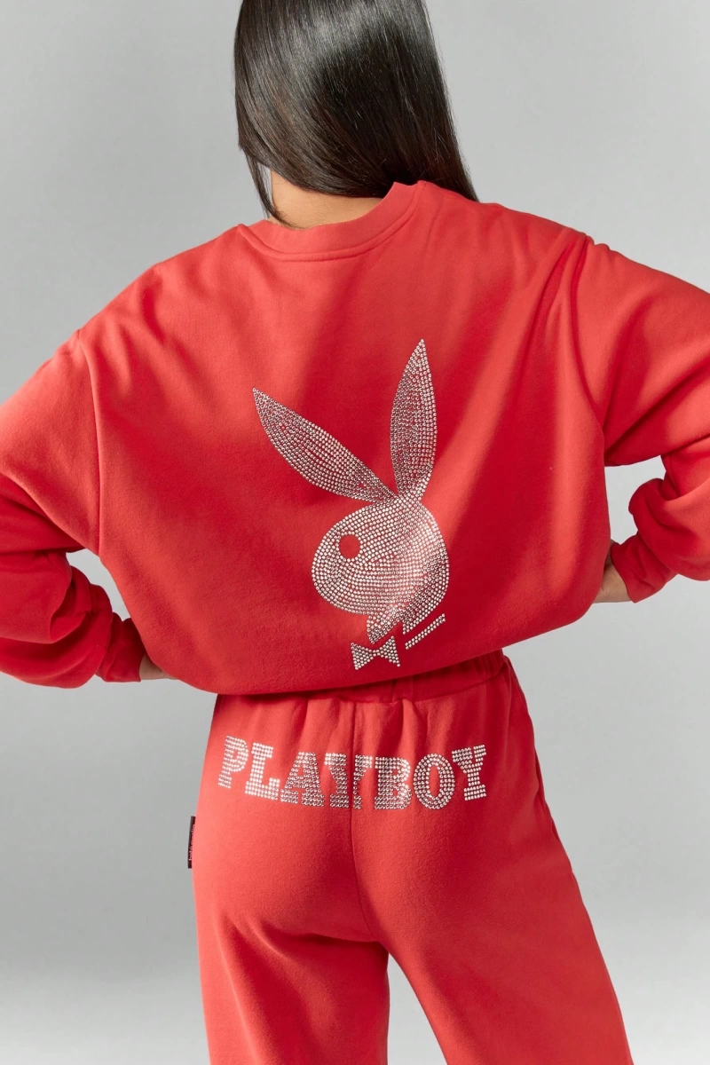 x Playboy Lüks Taşlı Süslemeli Eşofman Takımı Ev Giyimi Logo Tasarımı A