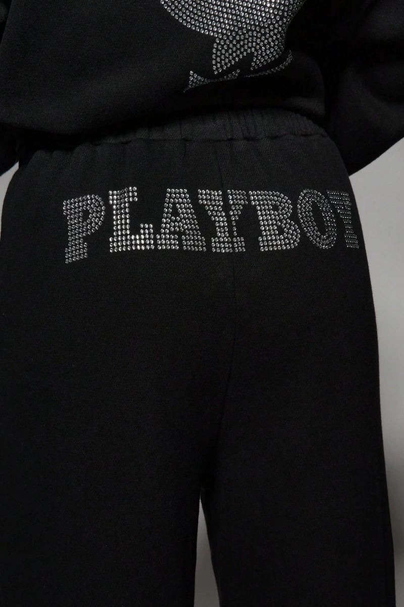 x Playboy Lüks Taşlı Süslemeli Eşofman Takımı Ev Giyimi Logo Tasarımı A