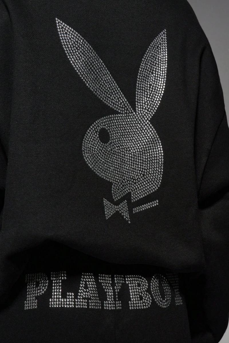 x Playboy Lüks Taşlı Süslemeli Eşofman Takımı Ev Giyimi Logo Tasarımı A