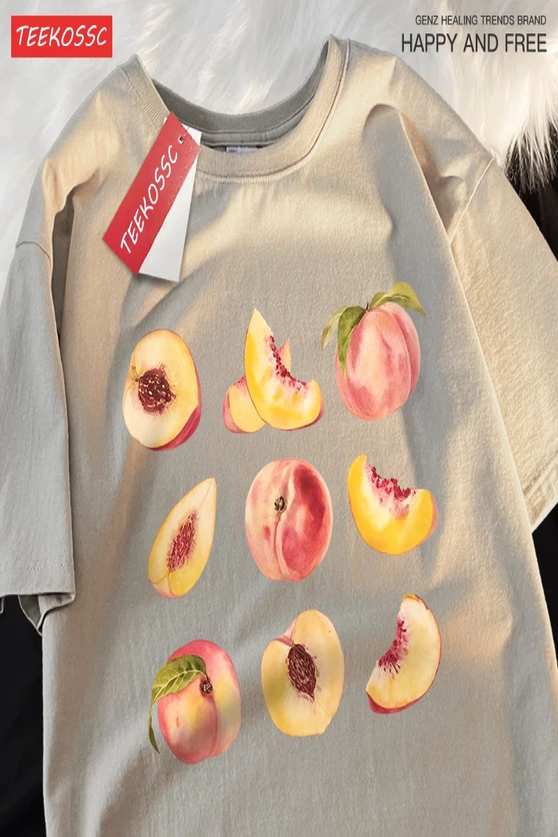 Y2k Vintage Tişört Tee 9 yolları yemek şeftali baskı