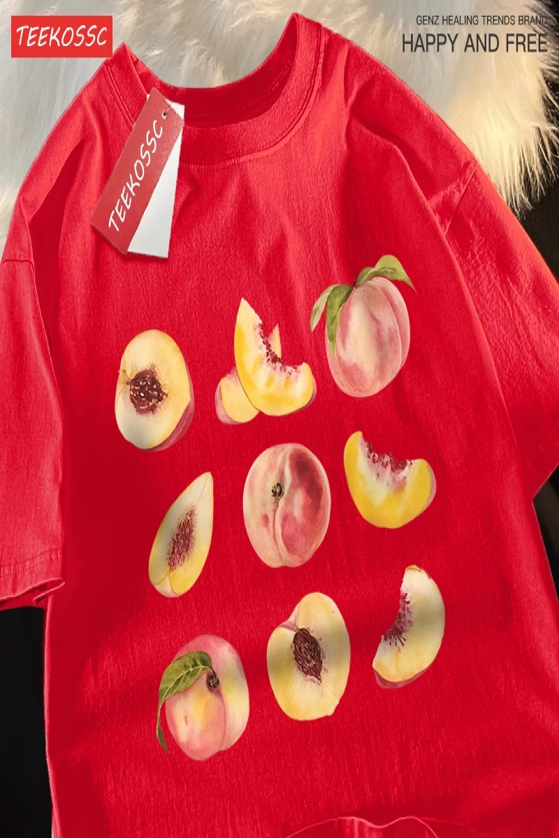 Y2k Vintage Tişört Tee 9 yolları yemek şeftali baskı