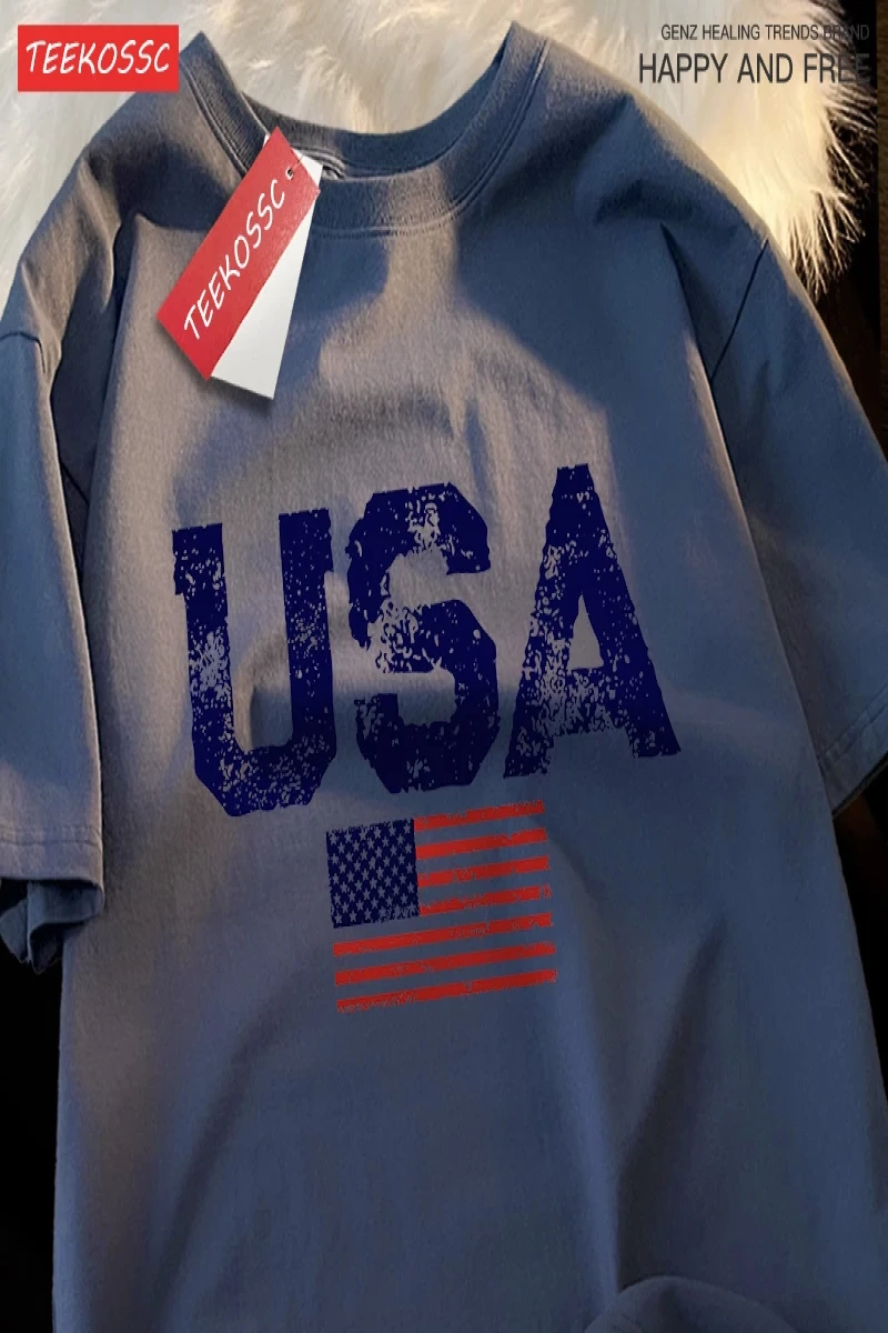 Y2k Vintage Tişört Tee Abd mektuplar amerikan bayrağı