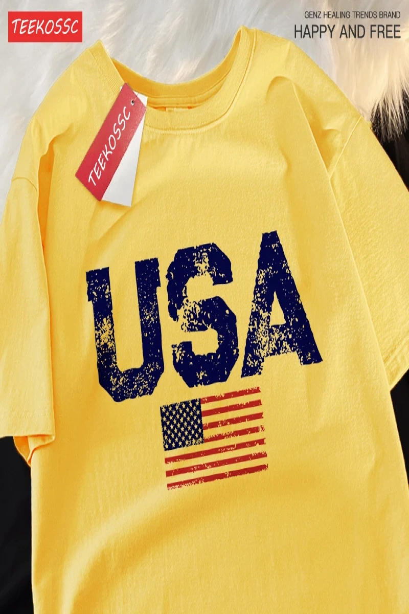 Y2k Vintage Tişört Tee Abd mektuplar amerikan bayrağı