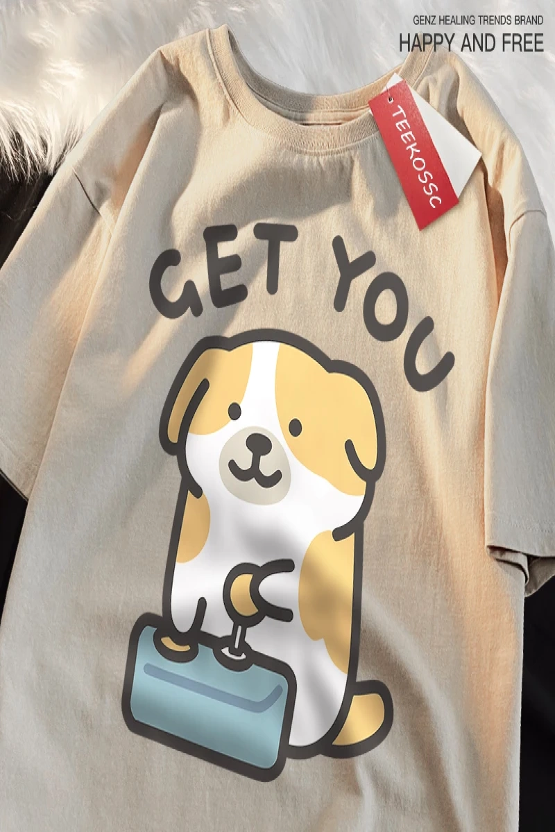 Y2k Vintage Tişört Tee Alıcı bebek eğlenceli köpek baskı