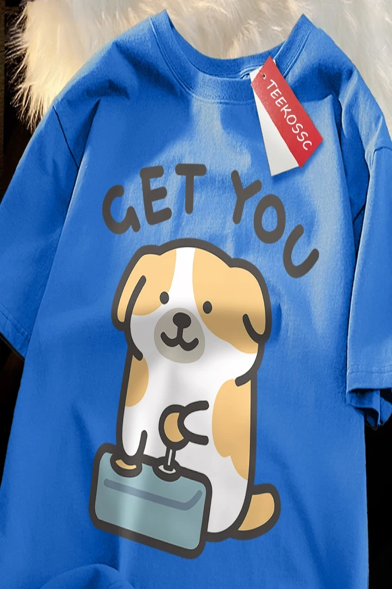 Y2k Vintage Tişört Tee Alıcı bebek eğlenceli köpek baskı