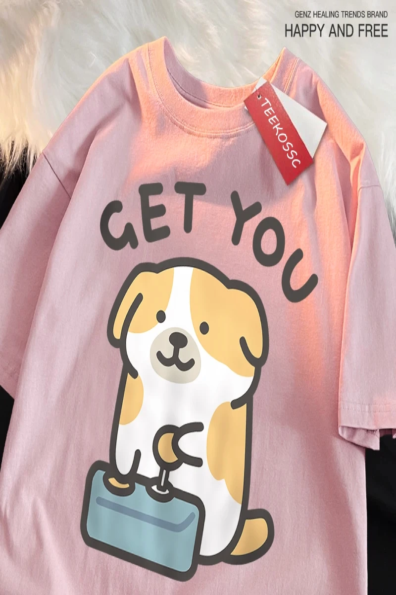 Y2k Vintage Tişört Tee Alıcı bebek eğlenceli köpek baskı