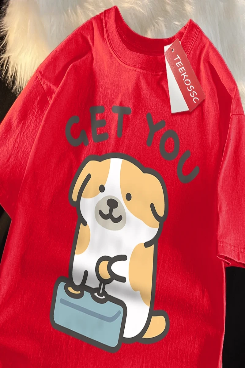 Y2k Vintage Tişört Tee Alıcı bebek eğlenceli köpek baskı