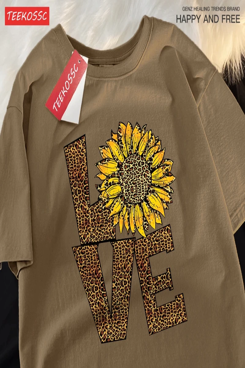 Y2k Vintage Tişört Tee Aşk leopar ayçiçeği