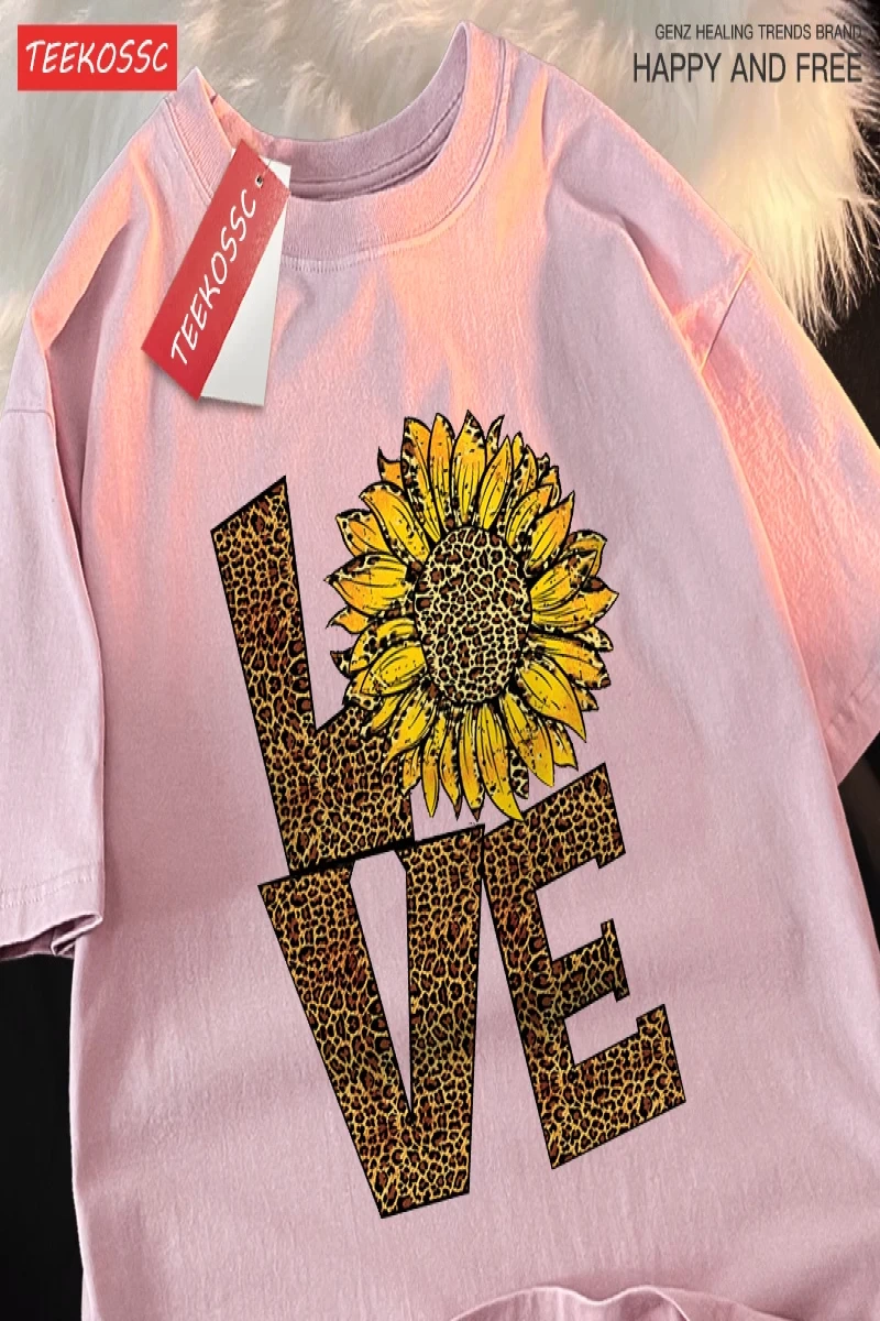 Y2k Vintage Tişört Tee Aşk leopar ayçiçeği