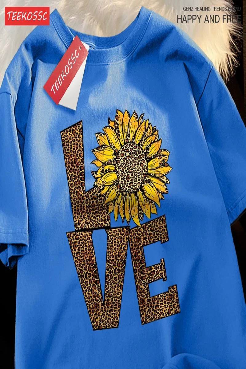 Y2k Vintage Tişört Tee Aşk leopar ayçiçeği