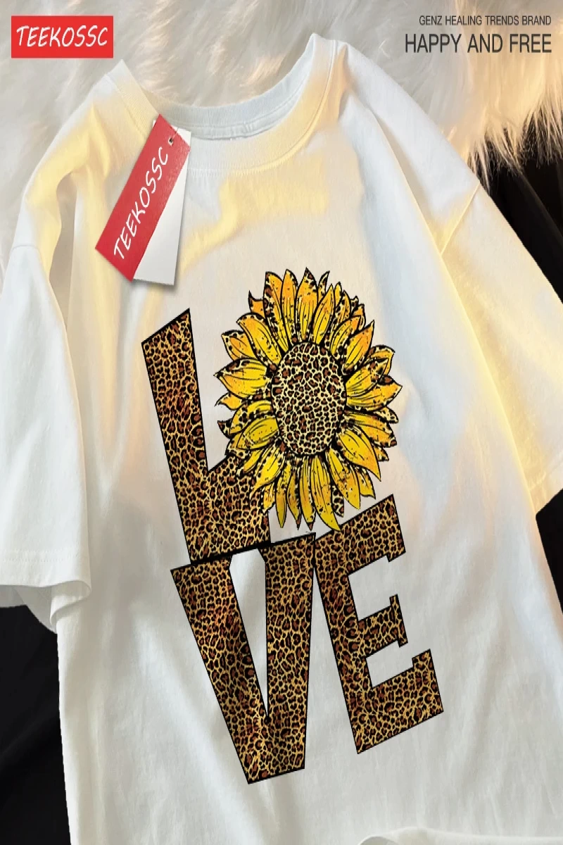 Y2k Vintage Tişört Tee Aşk leopar ayçiçeği