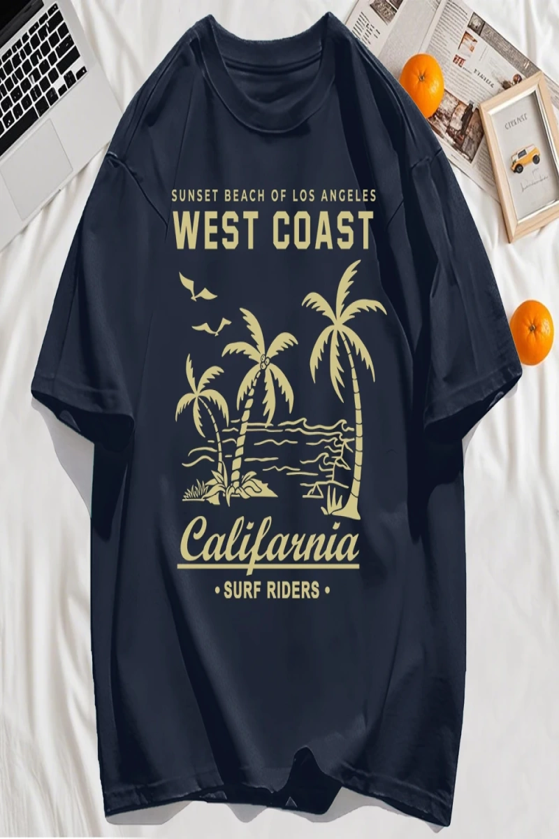 Y2k Vintage Tişört Tee Batı Sahili Califarnia Baskı