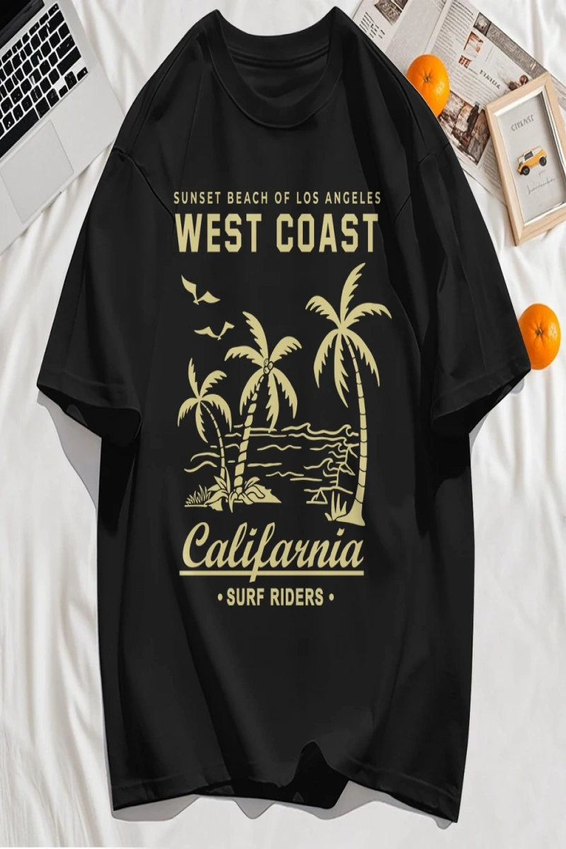 Y2k Vintage Tişört Tee Batı Sahili Califarnia Baskı