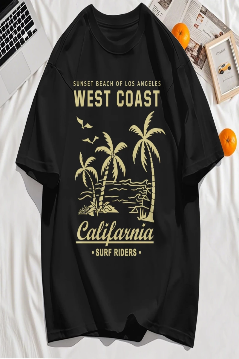 Y2k Vintage Tişört Tee Batı Sahili Califarnia Baskı