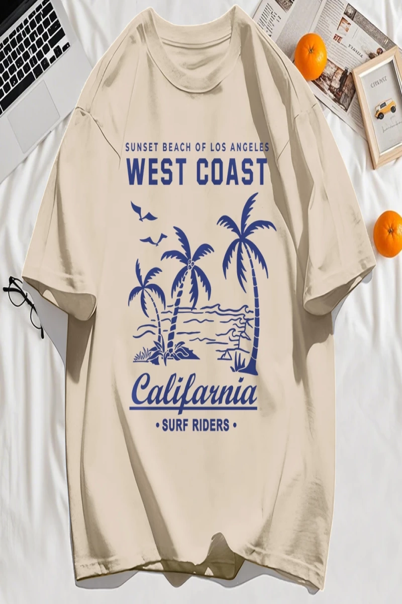 Y2k Vintage Tişört Tee Batı Sahili Califarnia Baskı