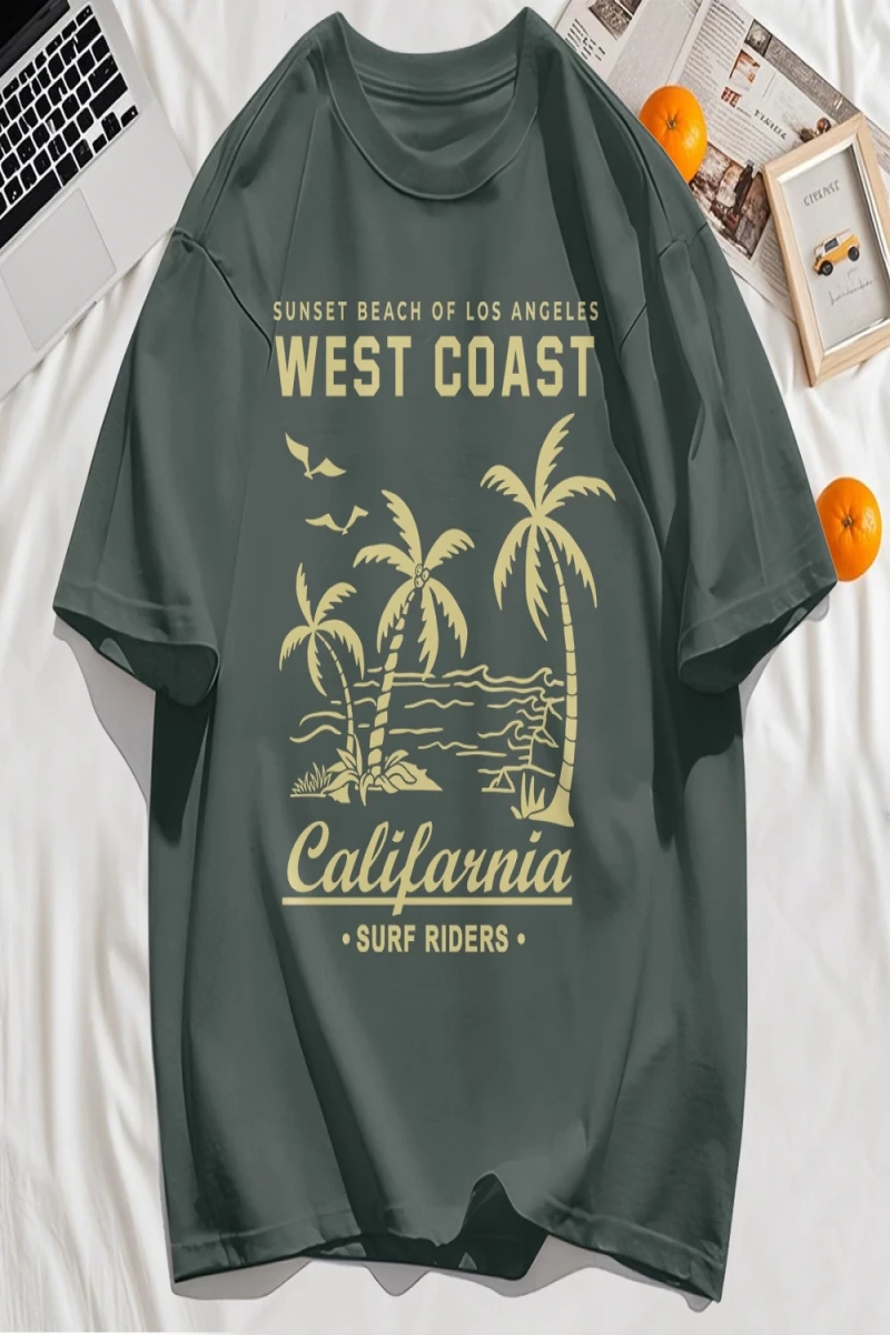 Y2k Vintage Tişört Tee Batı Sahili Califarnia Baskı