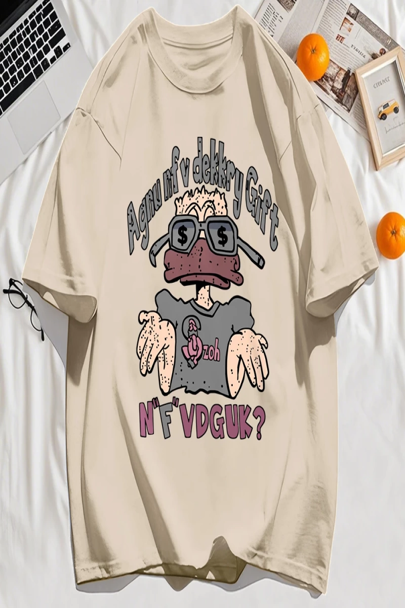 Y2k Vintage Tişört Tee Bir İnsan Gözlük Giyen Baskı