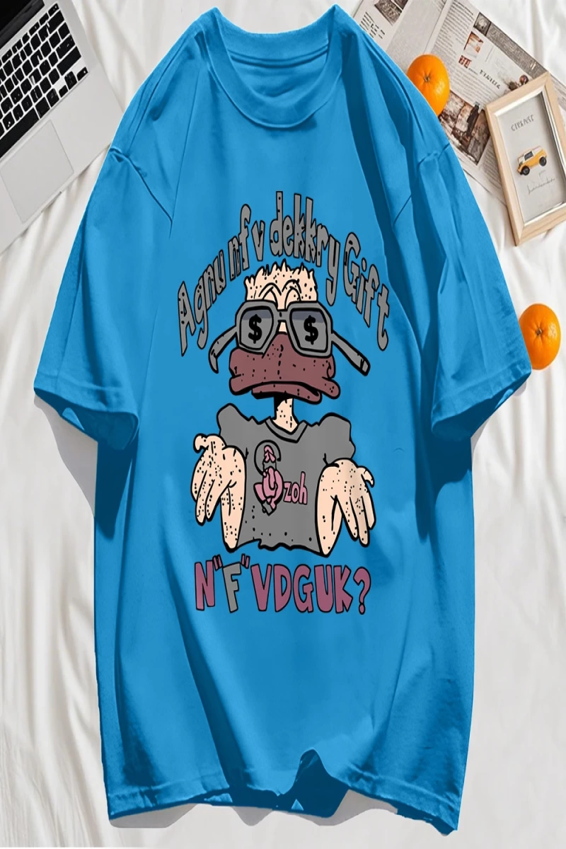 Y2k Vintage Tişört Tee Bir İnsan Gözlük Giyen Baskı