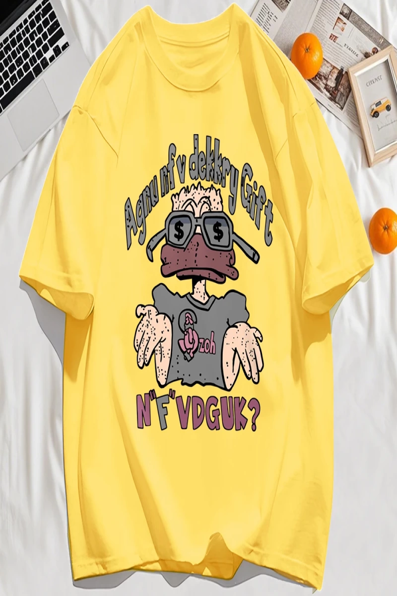 Y2k Vintage Tişört Tee Bir İnsan Gözlük Giyen Baskı