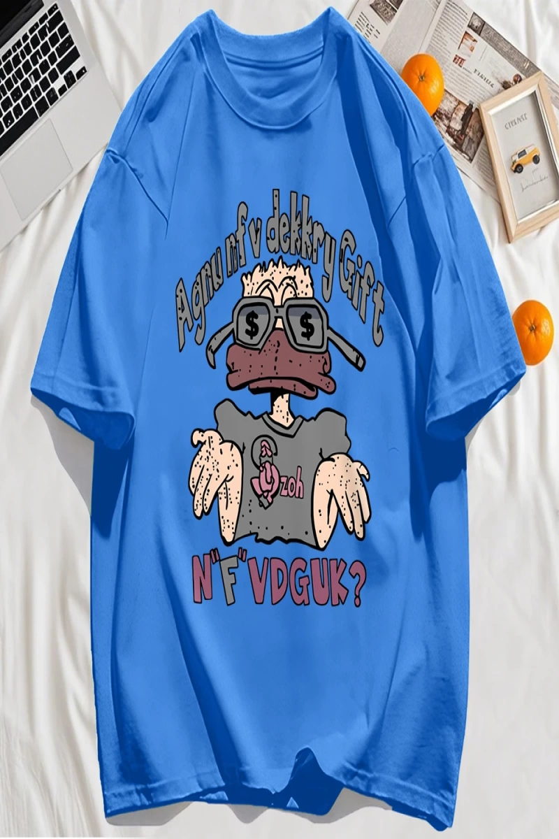 Y2k Vintage Tişört Tee Bir İnsan Gözlük Giyen Baskı