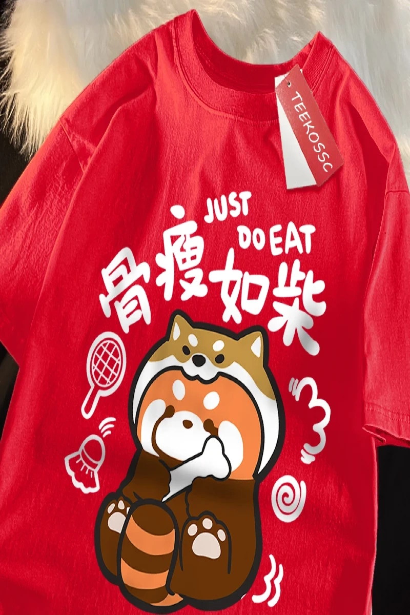 Y2k Vintage Tişört Tee Bir zayıf rakun japon tarzı