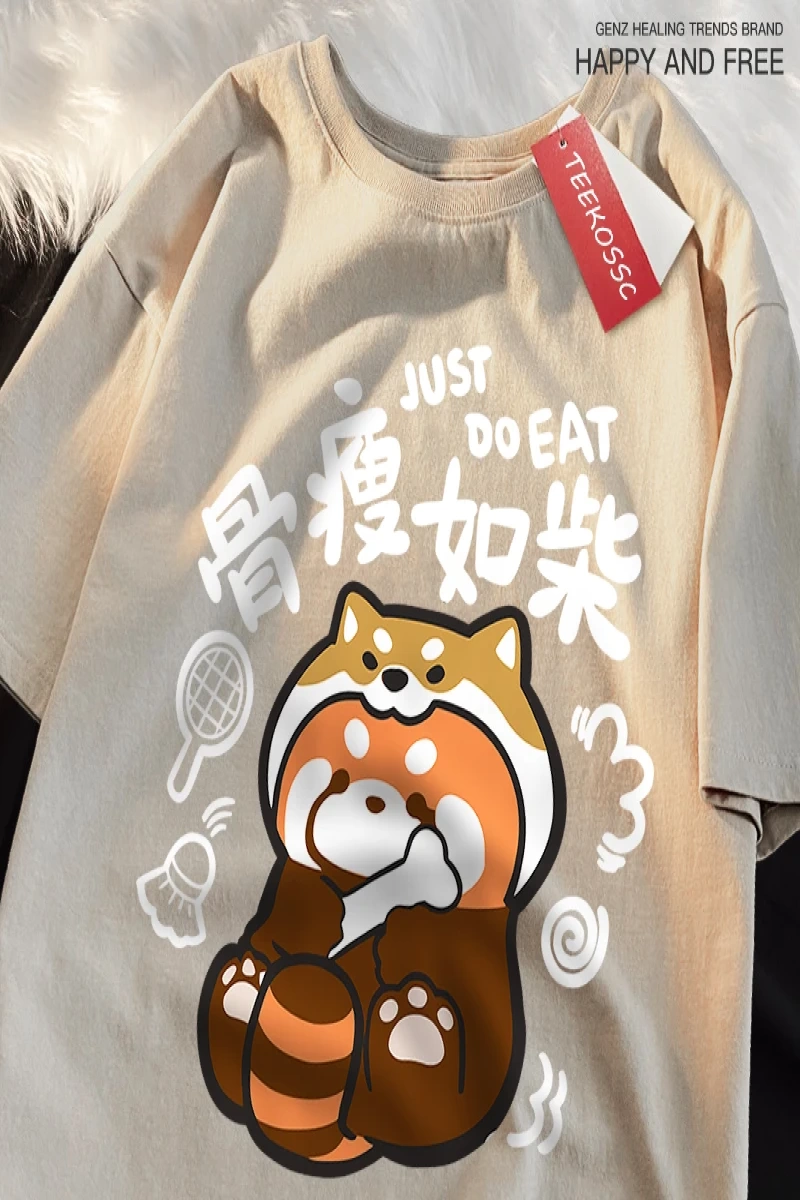 Y2k Vintage Tişört Tee Bir zayıf rakun japon tarzı
