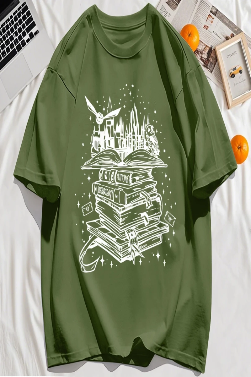 Y2k Vintage Tişört Tee Birçok Kitap Ve Uçan Kuşlar Baskı