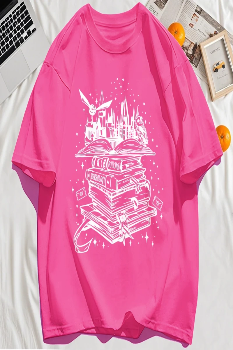Y2k Vintage Tişört Tee Birçok Kitap Ve Uçan Kuşlar Baskı
