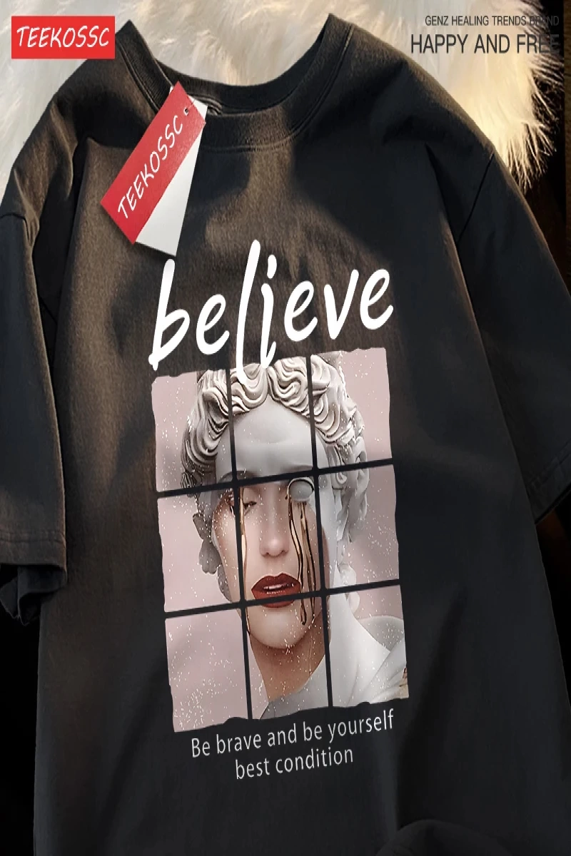 Y2k Vintage Tişört Tee Cesur olmak ve kendiniz olmak inanıyorum en iyi durumda