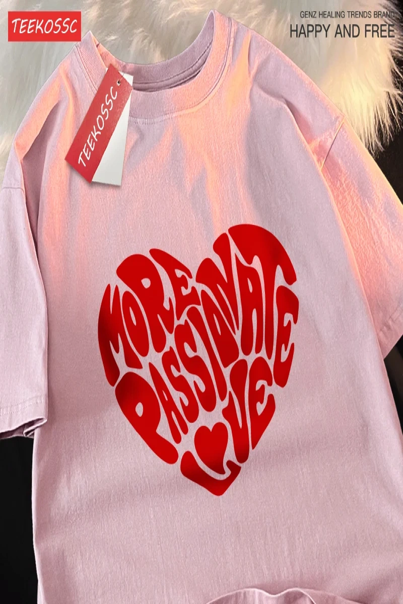 Y2k Vintage Tişört Tee Daha tutkulu aşk baskı