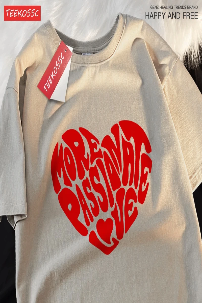 Y2k Vintage Tişört Tee Daha tutkulu aşk baskı