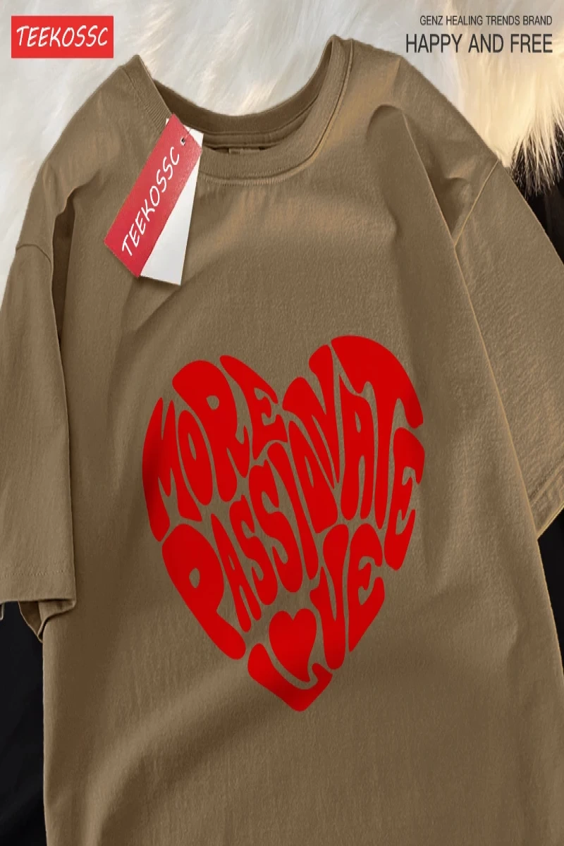 Y2k Vintage Tişört Tee Daha tutkulu aşk baskı