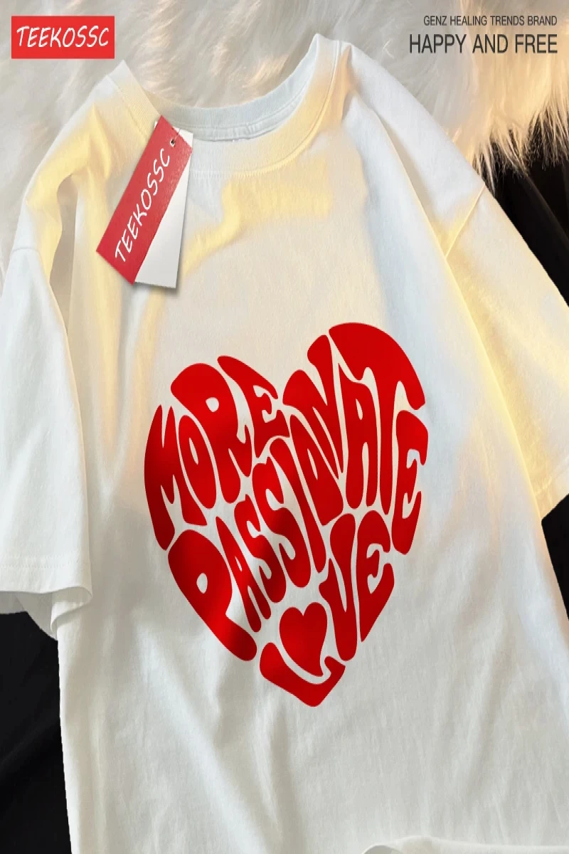 Y2k Vintage Tişört Tee Daha tutkulu aşk baskı