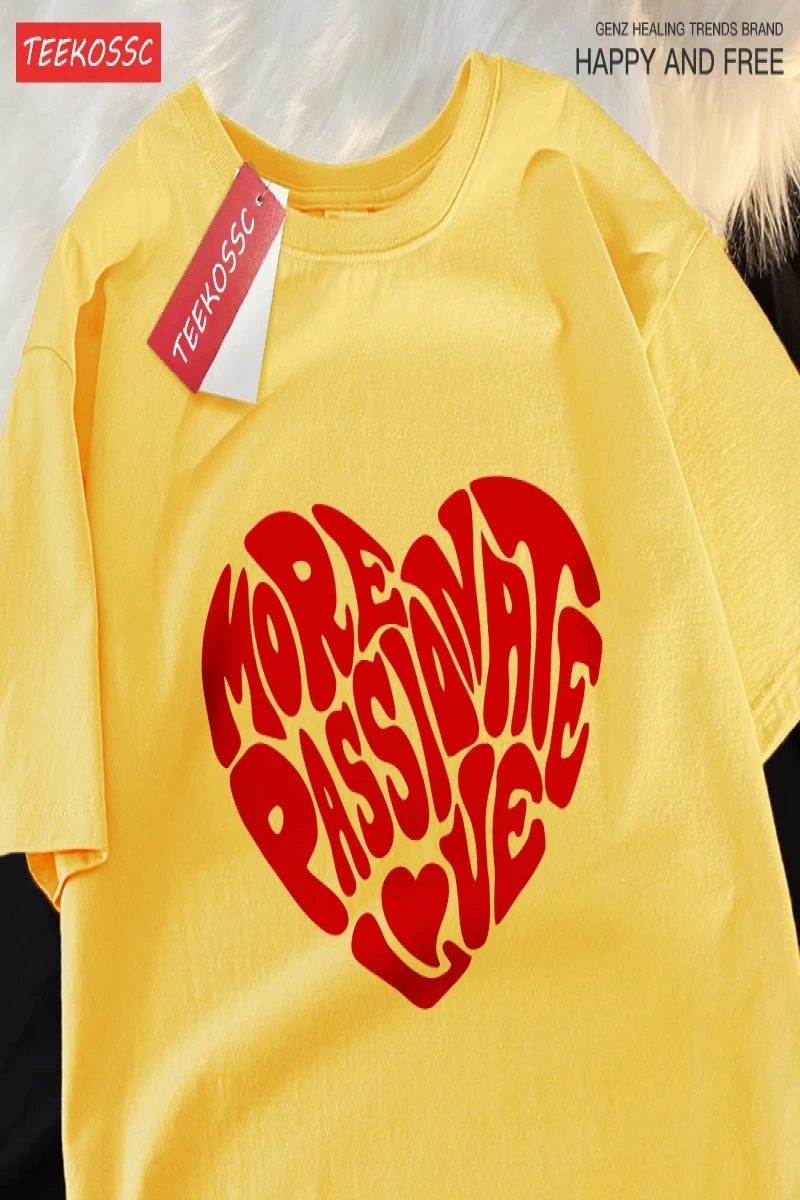 Y2k Vintage Tişört Tee Daha tutkulu aşk baskı