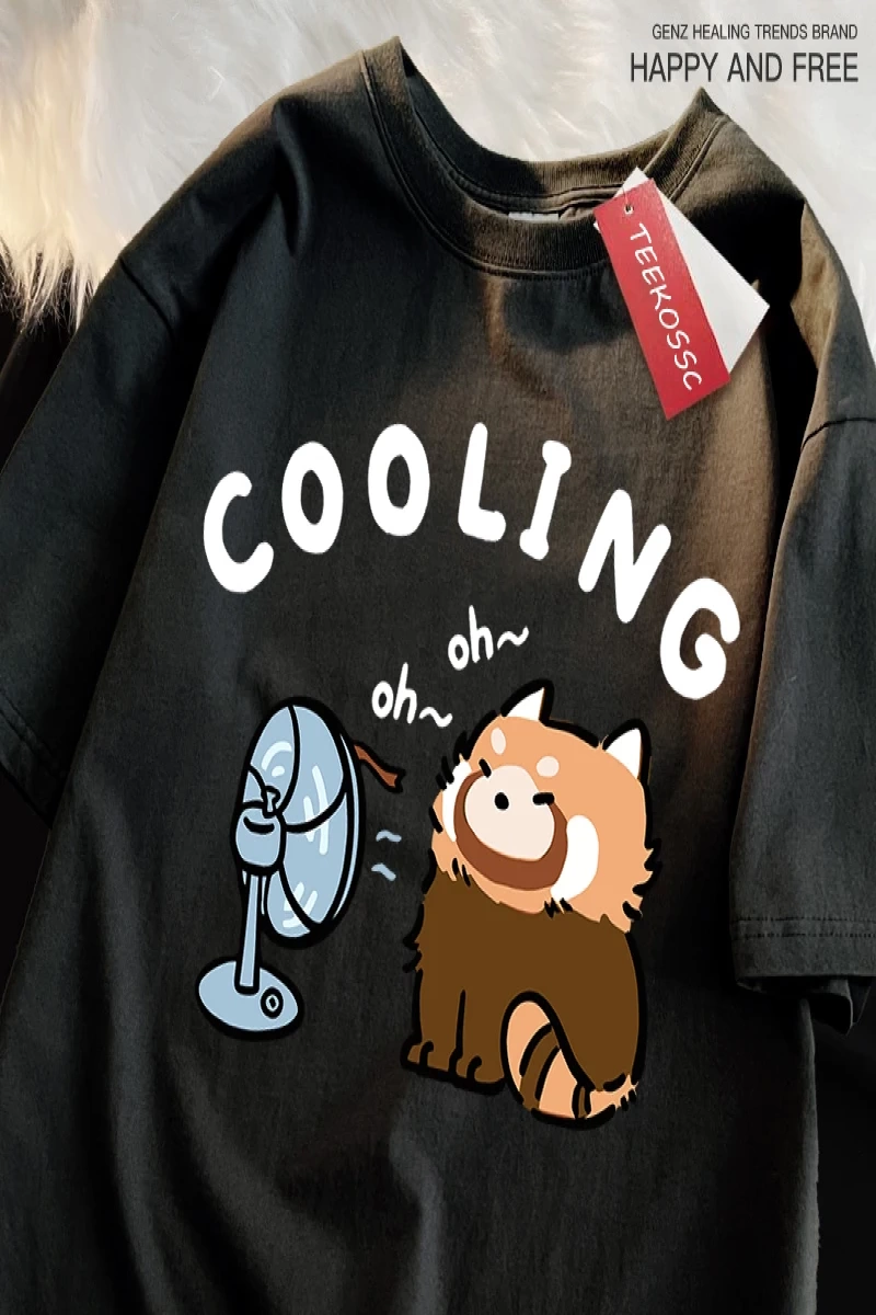 Y2k Vintage Tişört Tee Eğlenceli rakun üfleme bir Fan