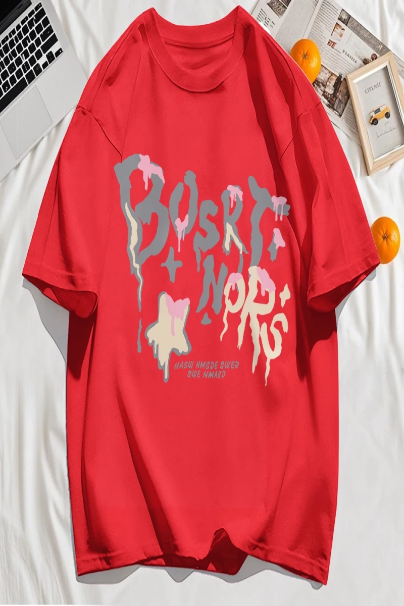 Y2k Vintage Tişört Tee Hash Mektup Bosrt Nqrs Baskı