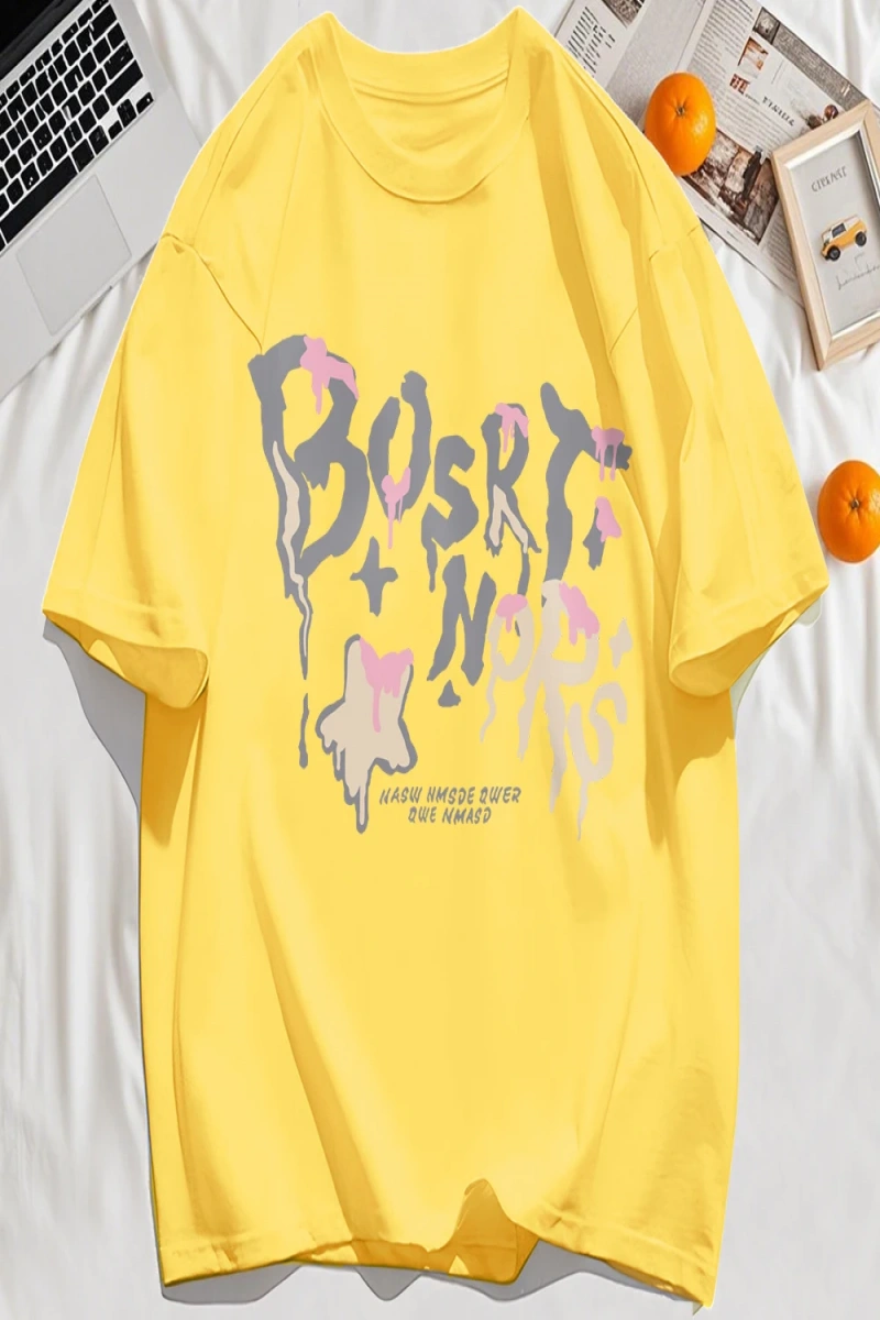 Y2k Vintage Tişört Tee Hash Mektup Bosrt Nqrs Baskı