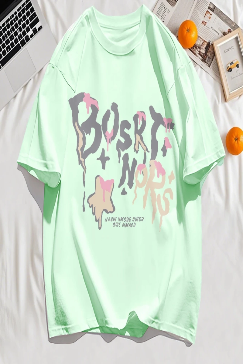 Y2k Vintage Tişört Tee Hash Mektup Bosrt Nqrs Baskı