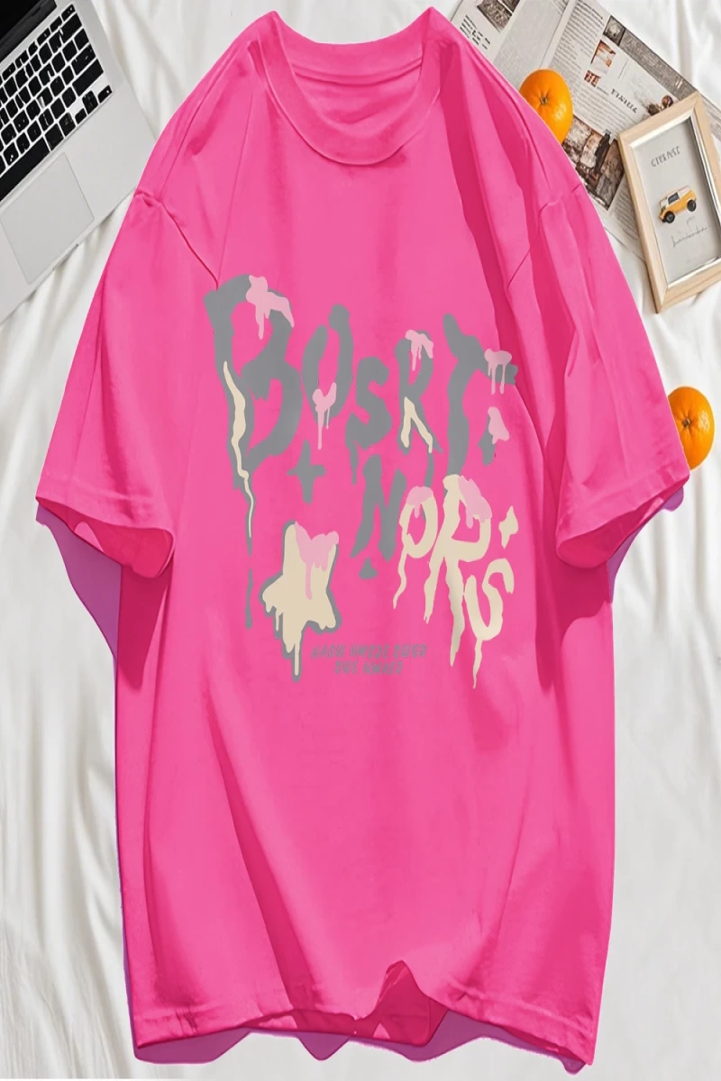 Y2k Vintage Tişört Tee Hash Mektup Bosrt Nqrs Baskı