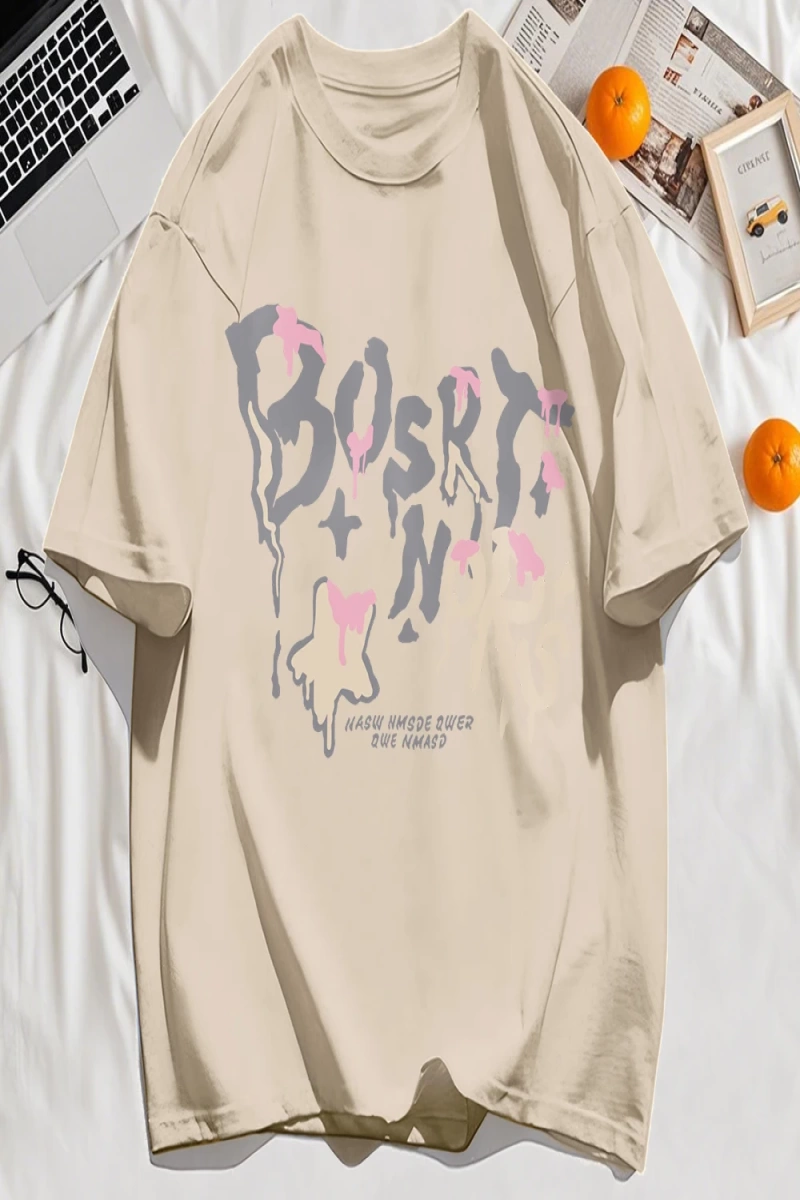 Y2k Vintage Tişört Tee Hash Mektup Bosrt Nqrs Baskı