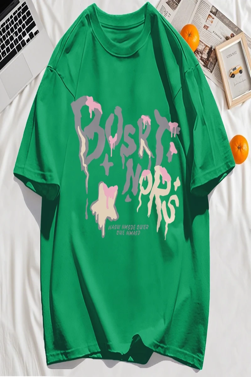 Y2k Vintage Tişört Tee Hash Mektup Bosrt Nqrs Baskı