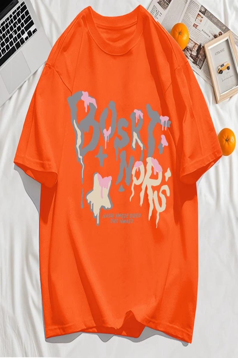 Y2k Vintage Tişört Tee Hash Mektup Bosrt Nqrs Baskı