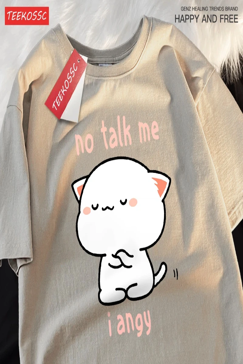 Y2k Vintage Tişört Tee Hayır konuşma bana ben Angy yüksek soğuk kedi