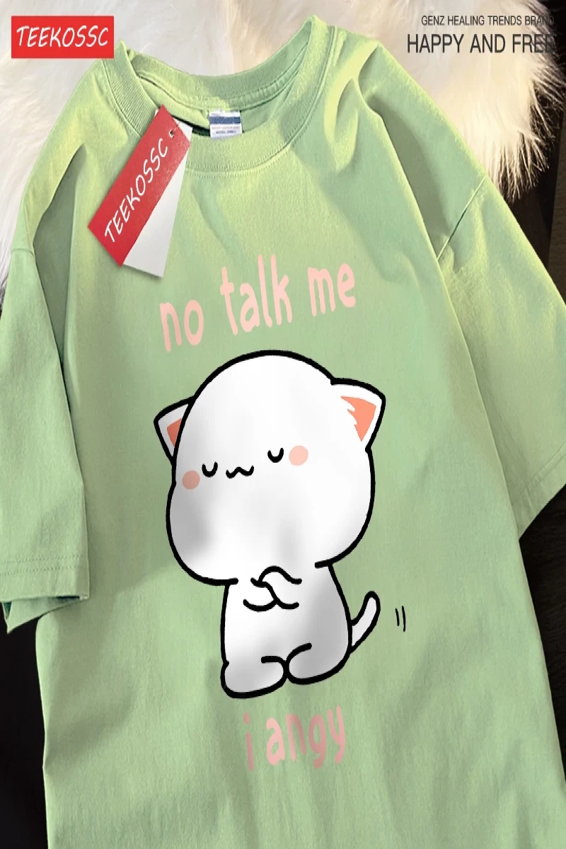 Y2k Vintage Tişört Tee Hayır konuşma bana ben Angy yüksek soğuk kedi